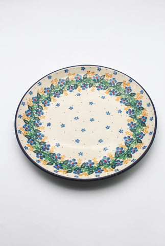 Hellblaue Blumen - Flacher Teller 25 cm ø