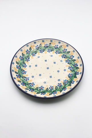 Hellblaue Blumen - Flacher Teller 23,5 cm ø