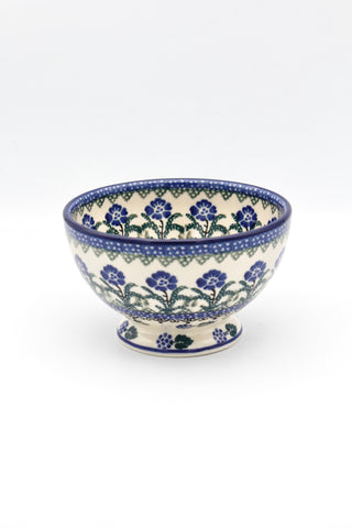 Blaue Blume - Schale mit Fuß (14cm ø)