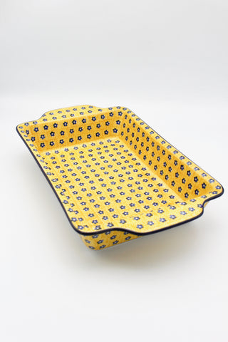 Senfgelb - Auflaufform mit Griffe (M)