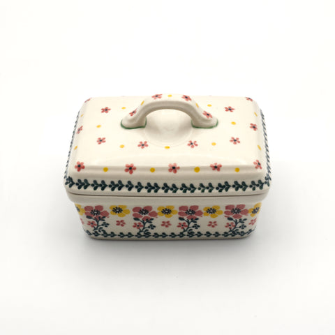 Rosa Blume - Alte Butterdose