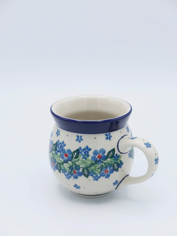 Hellblaue Blumen - Große Tasse, bauchig