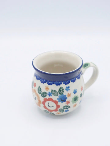Lächelnde Blumen - Kleine Tasse, Bauchig
