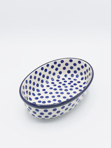 Blue Dots - Ovale Auflaufform, klein (21cm)